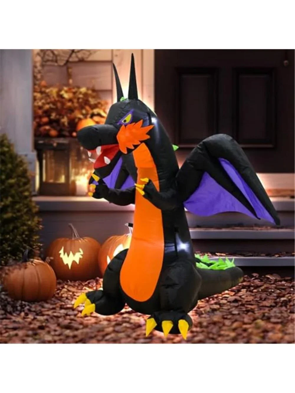 4FT Purple Dinosaur Halloween Inflatable Decor with LED Lights